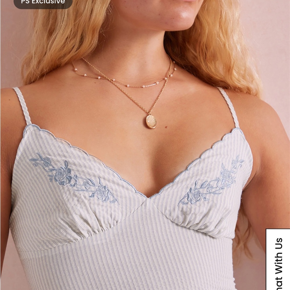 Pacsun Blue and White Striped Women's Camisole